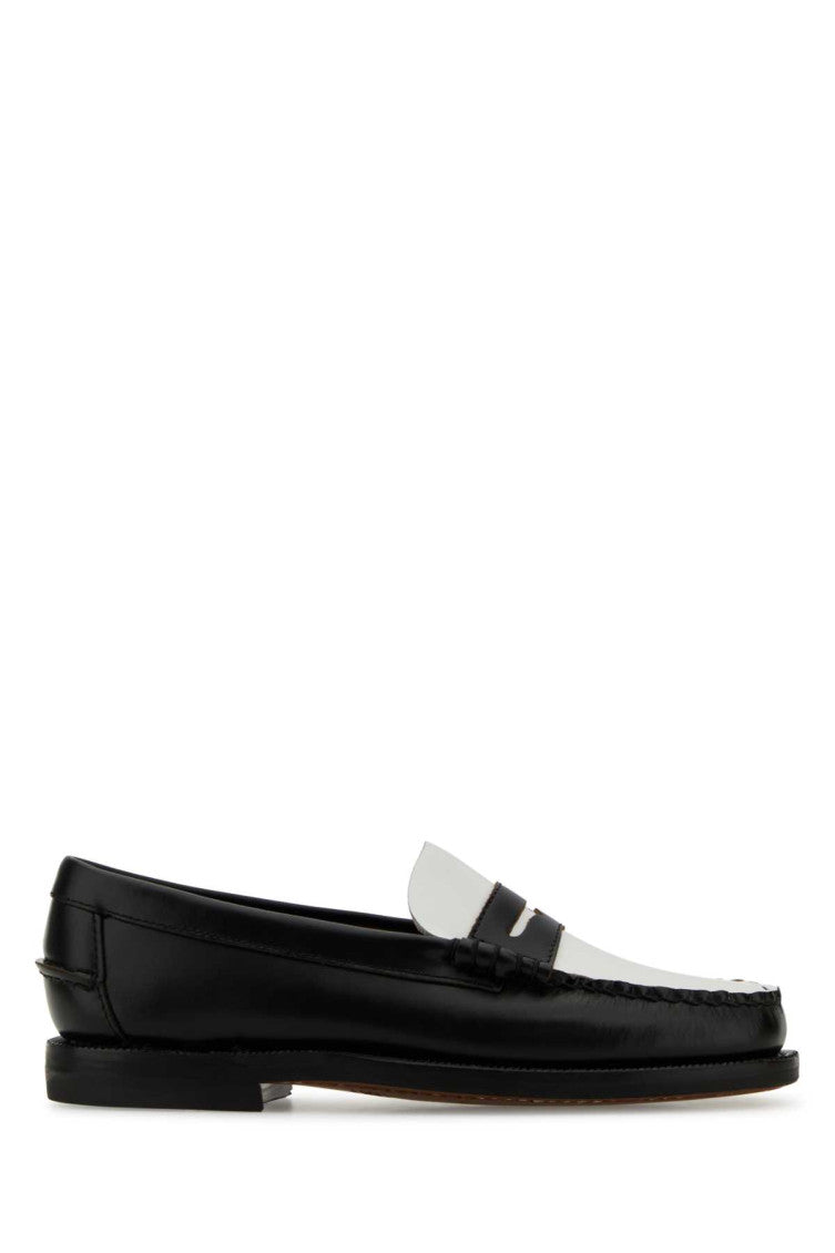 BlackWhite Leather Loafers 1