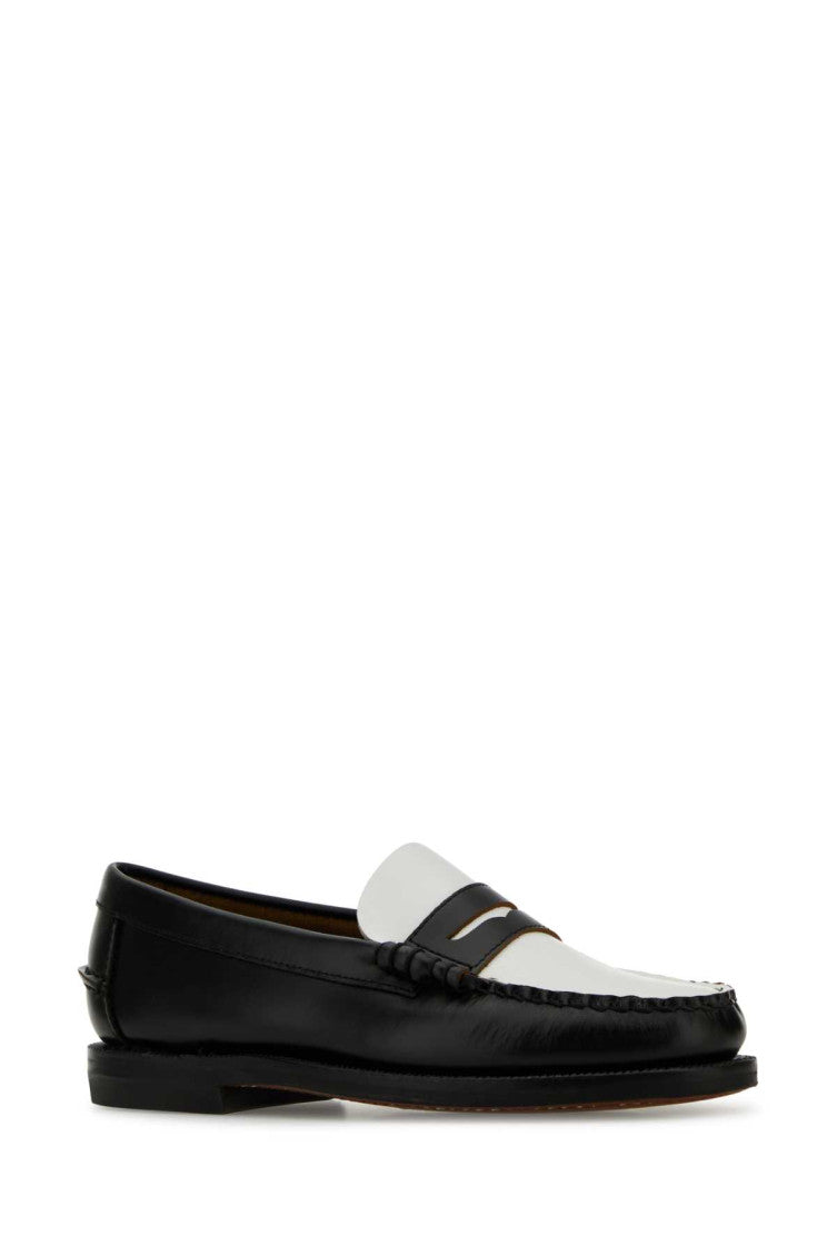 BlackWhite Leather Loafers 2