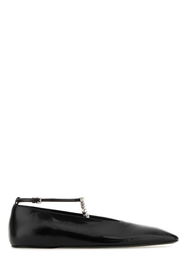 Black Leather Ballet Flats 1