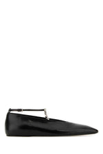 Black Leather Ballet Flats 1