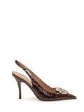 Brown Textured Gancini Pumps 1