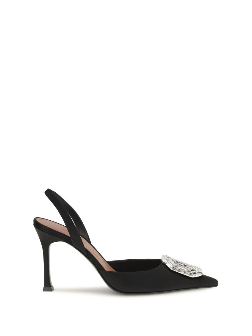 Black Embellished Camelia Pumps 1