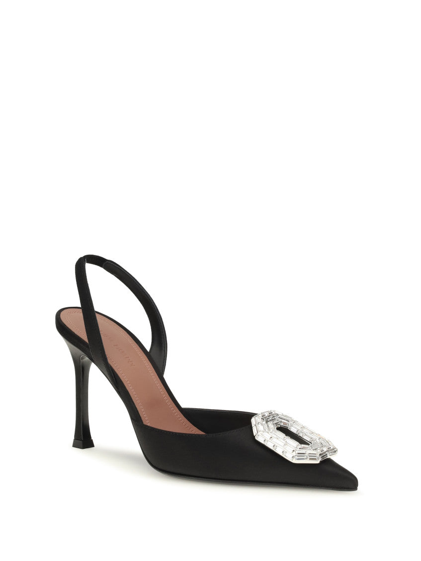 Black Embellished Camelia Pumps 2