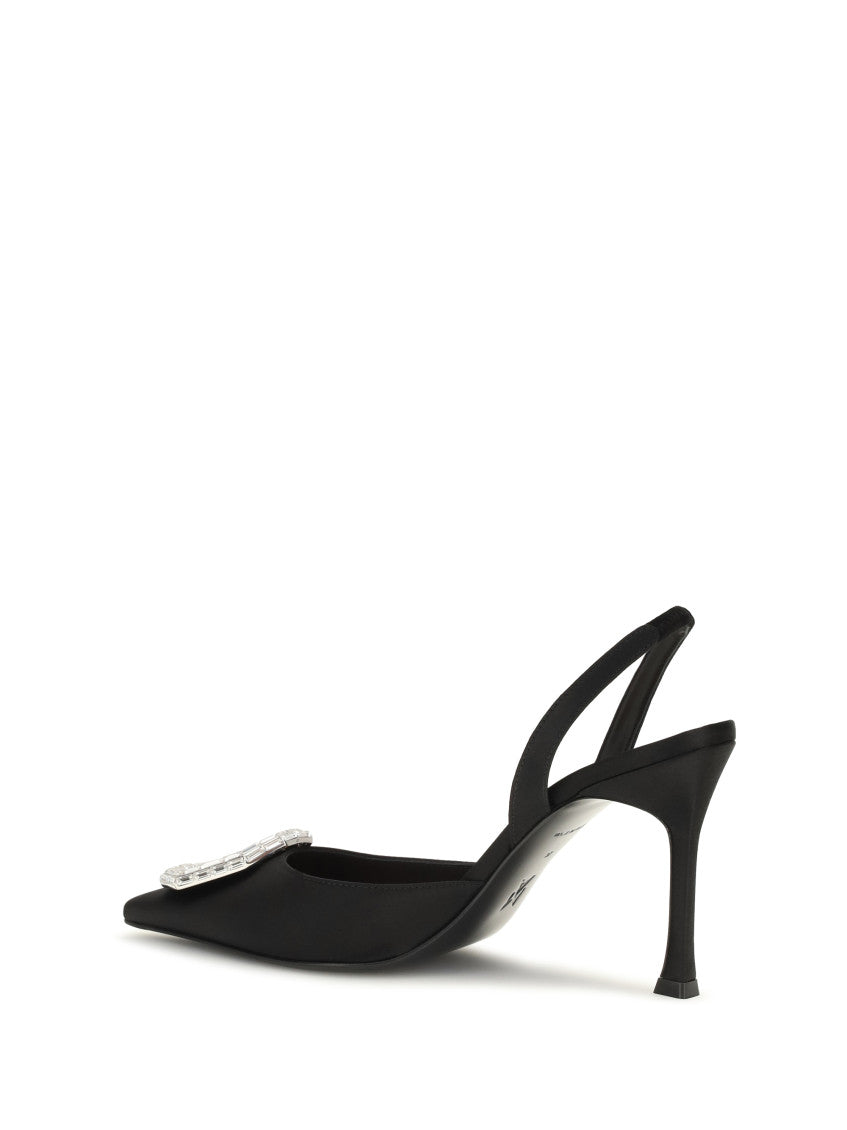 Black Embellished Camelia Pumps 3