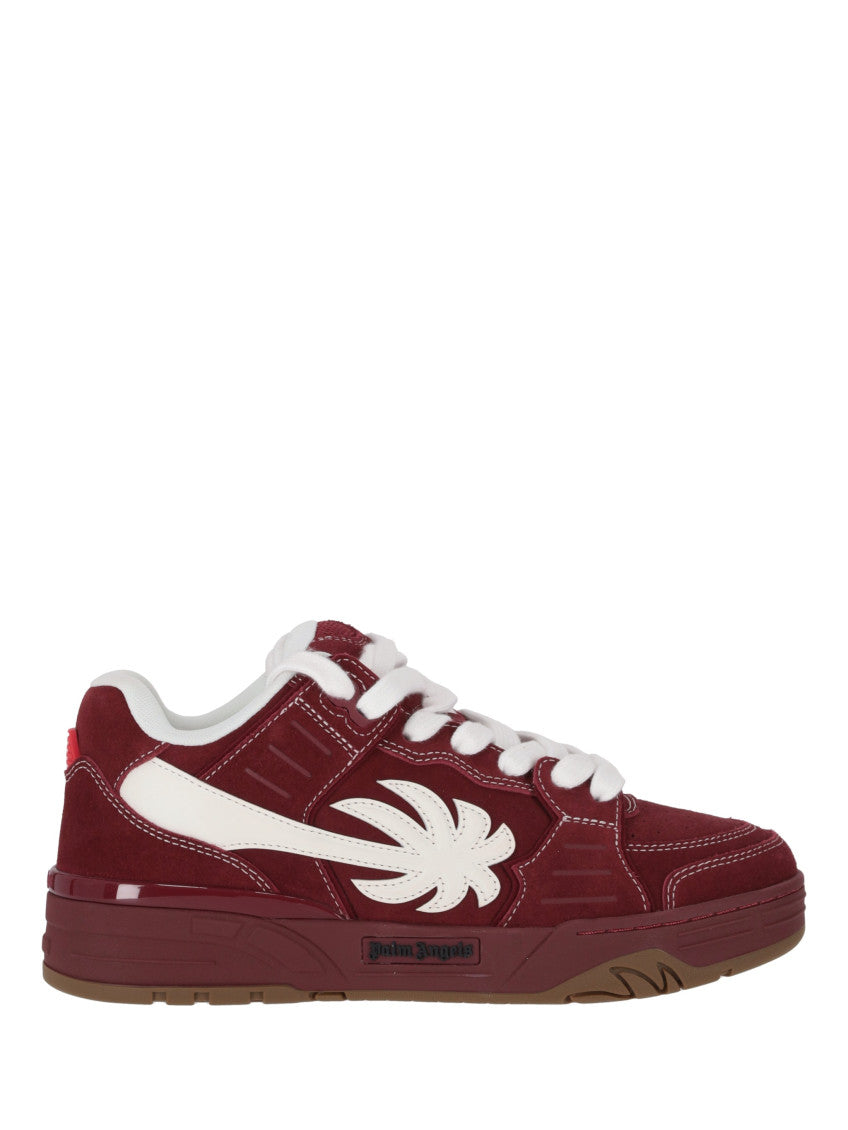 Burgundy White Lace-Up Sneakers 1
