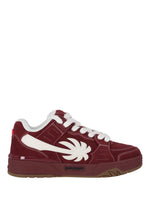Burgundy White Lace-Up Sneakers 1