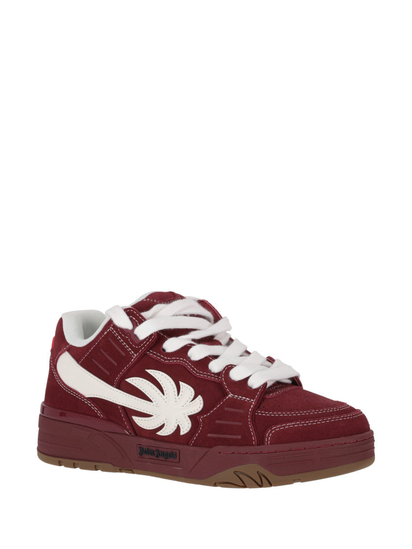 Burgundy White Lace-Up Sneakers 2