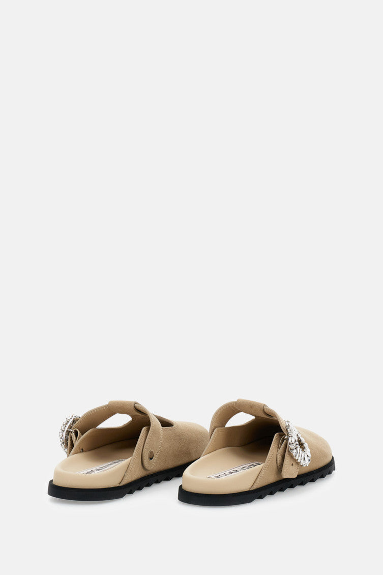 Beige Round-toe Mules 3