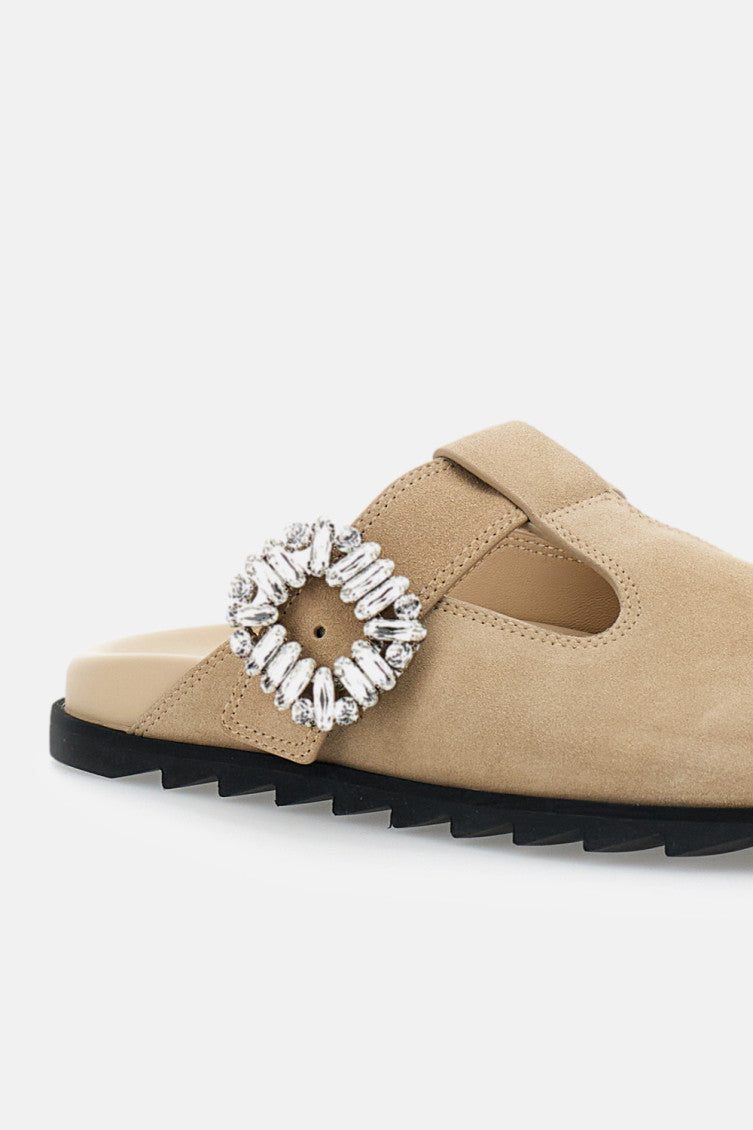 Beige Round-toe Mules 4