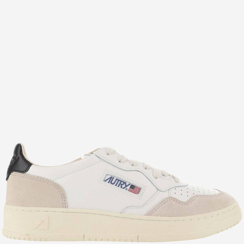 Beige Low Top Leather Sneakers 1