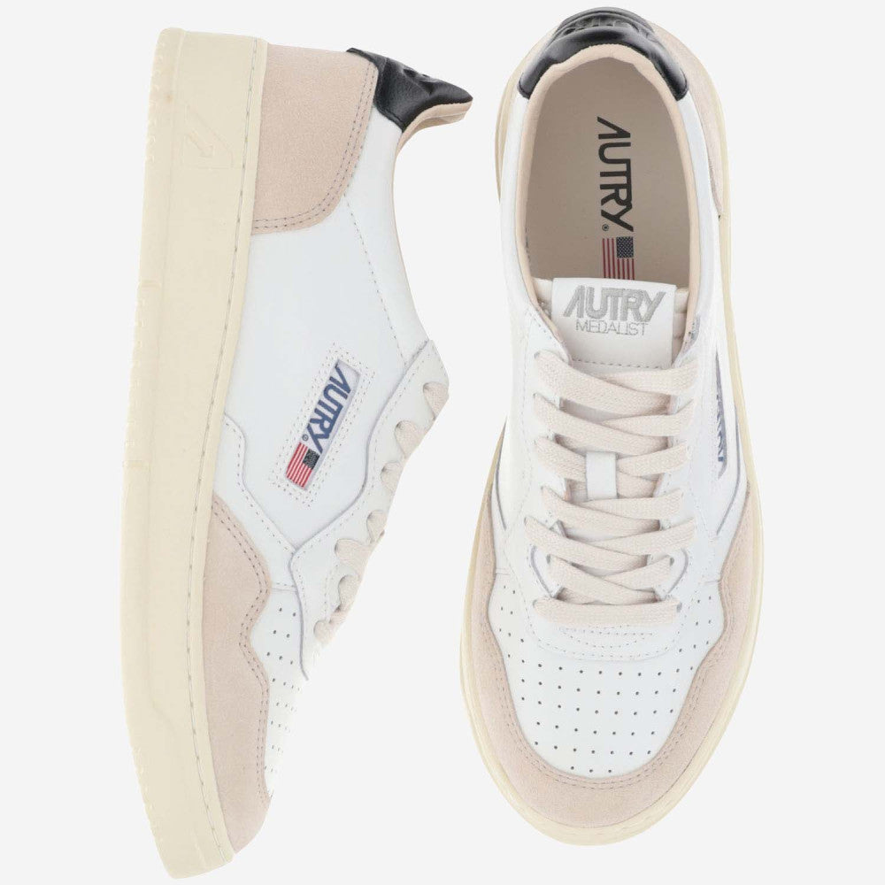 Beige Low Top Leather Sneakers 2