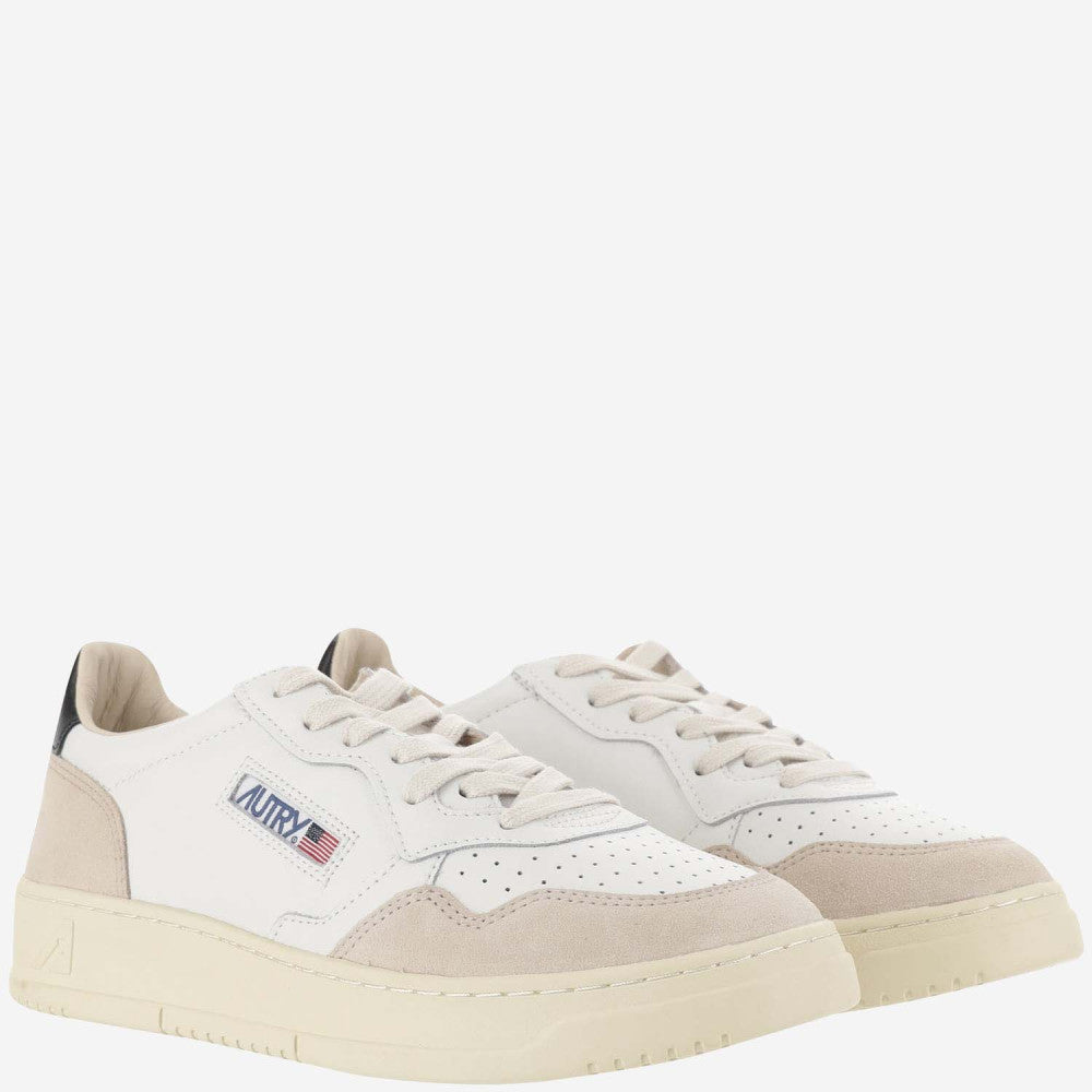 Beige Low Top Leather Sneakers 3
