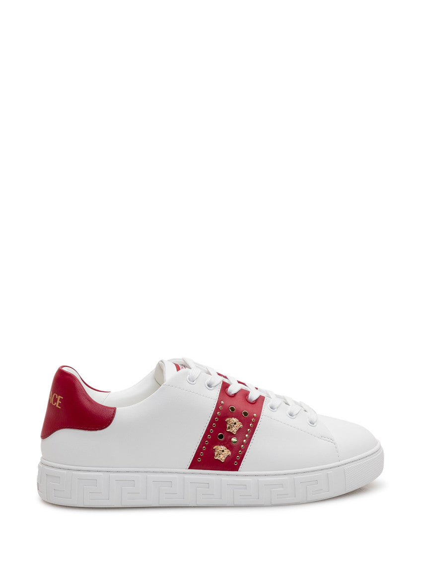 Red Studded Greca Sneakers 1