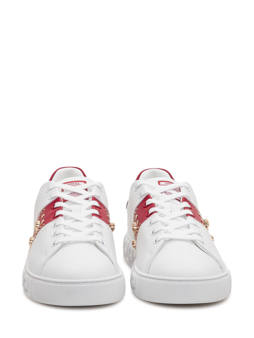 Red Studded Greca Sneakers 2