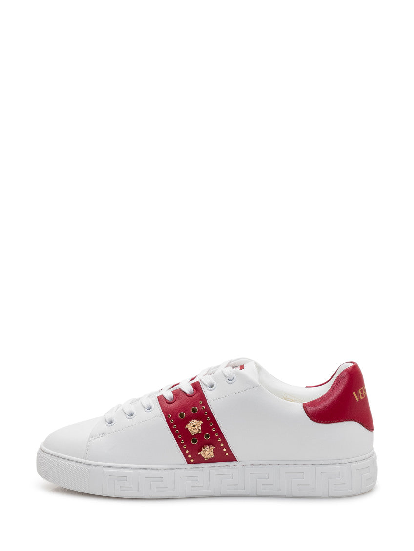 Red Studded Greca Sneakers 4