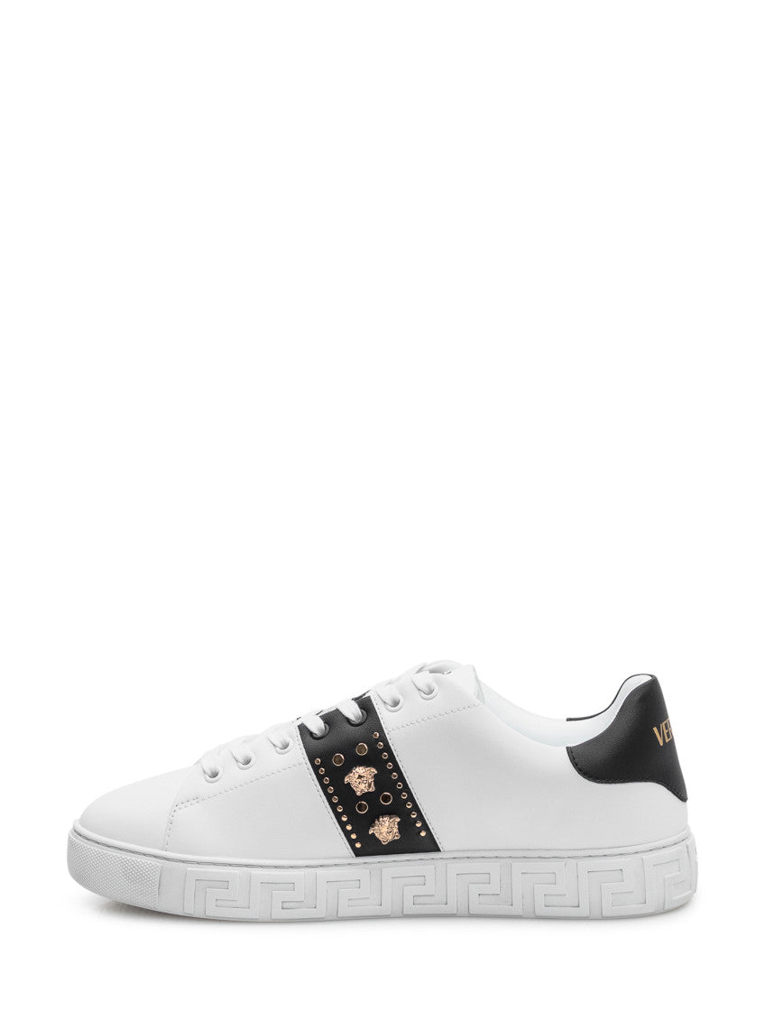 Black Studded Greca Sneakers 4