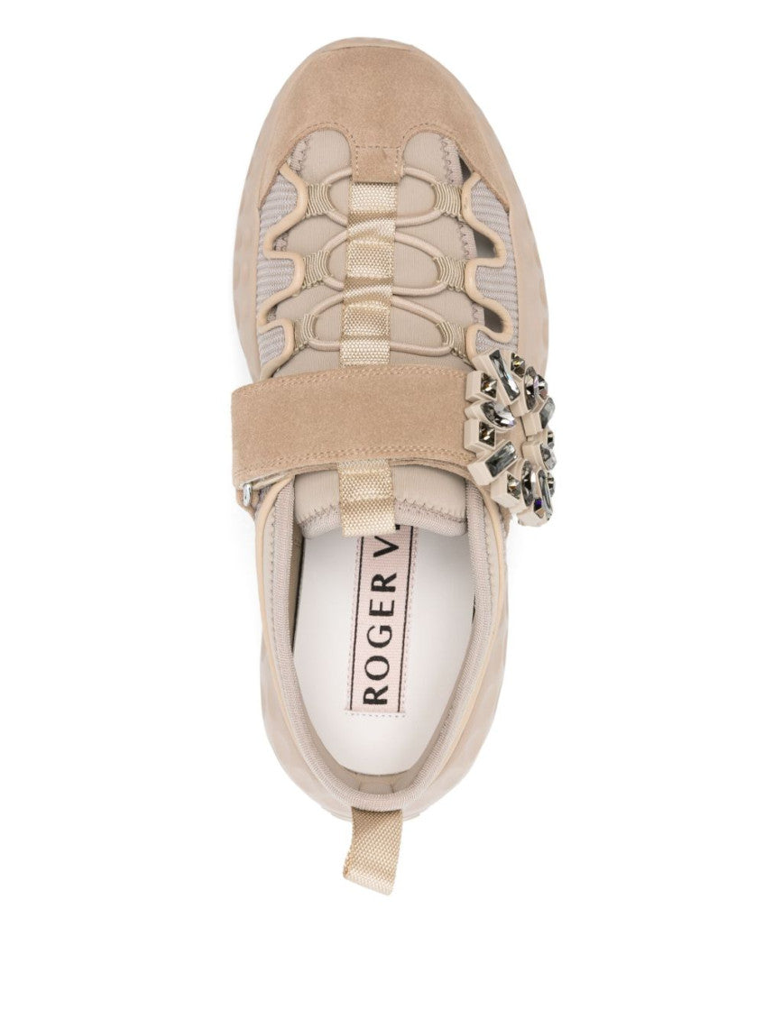 Beige Round Toe Sneakers 4