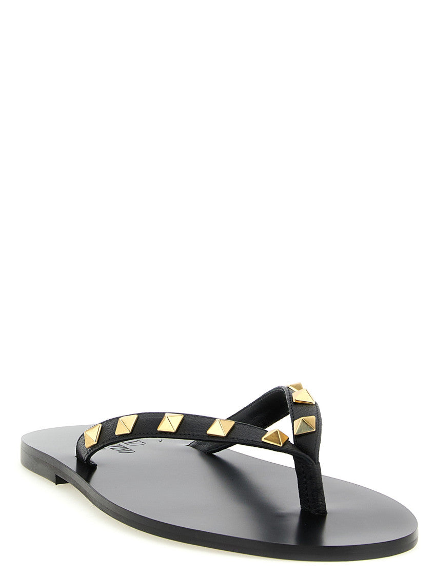 Black Studded Open Toe Slippers 2