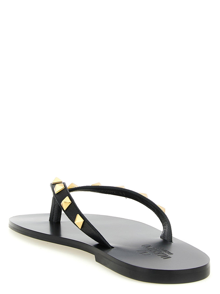 Black Studded Open Toe Slippers 3