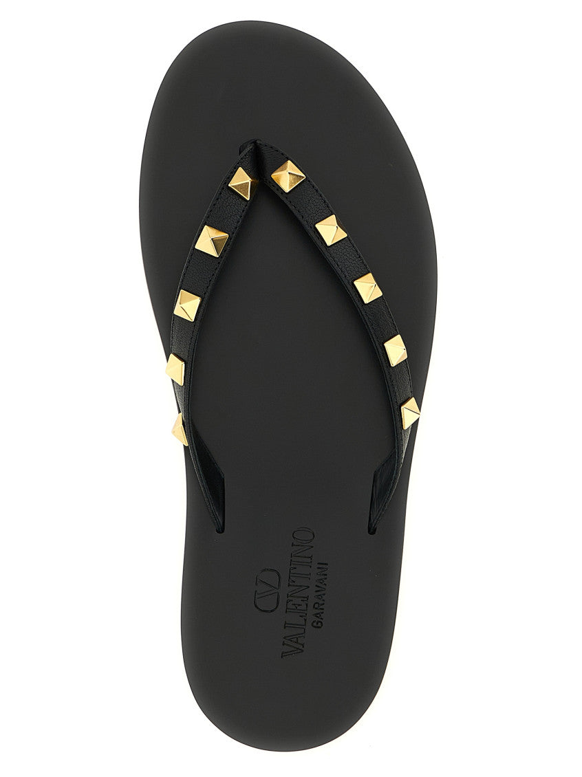 Black Studded Open Toe Slippers 4