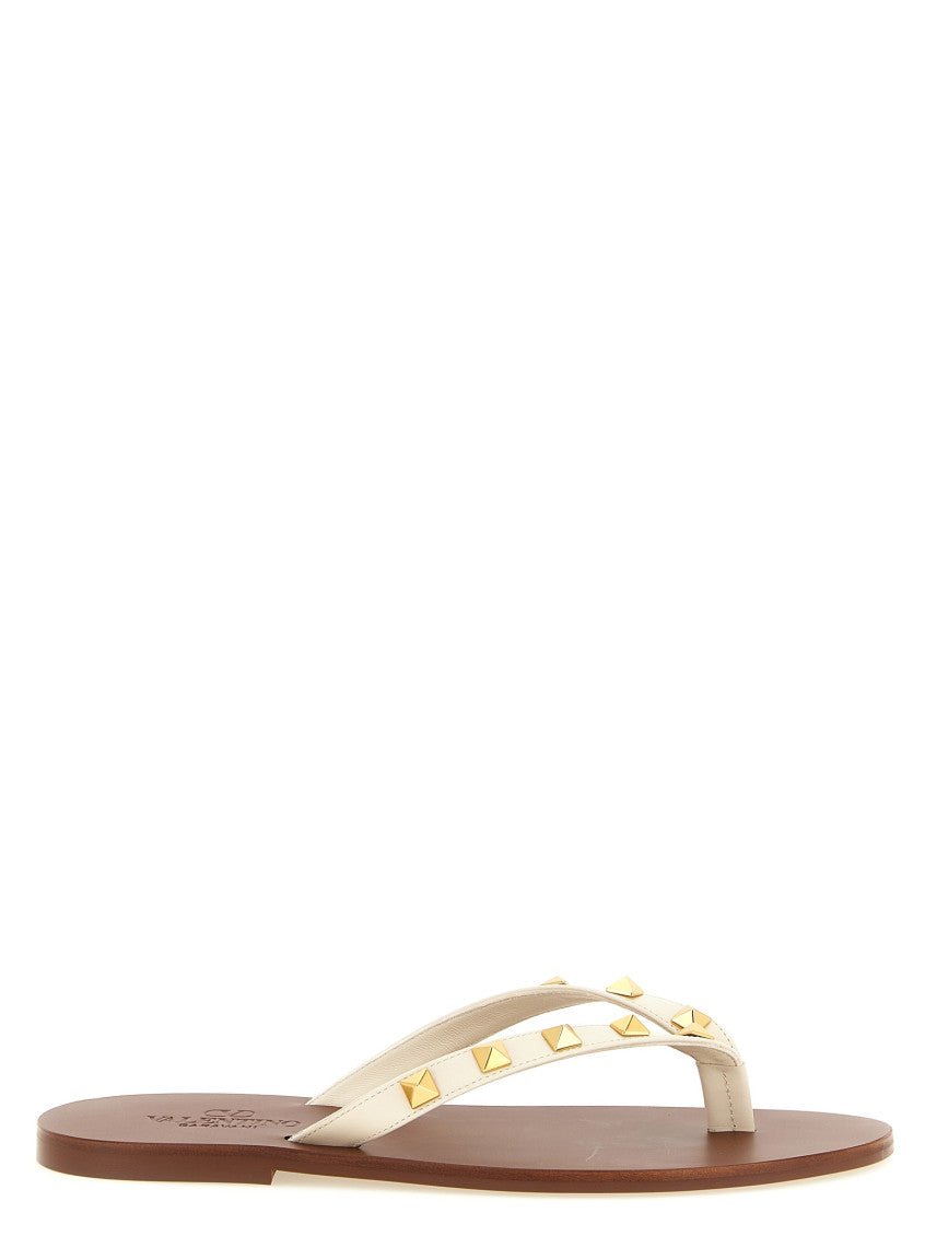 Beige Studded Slippers 1