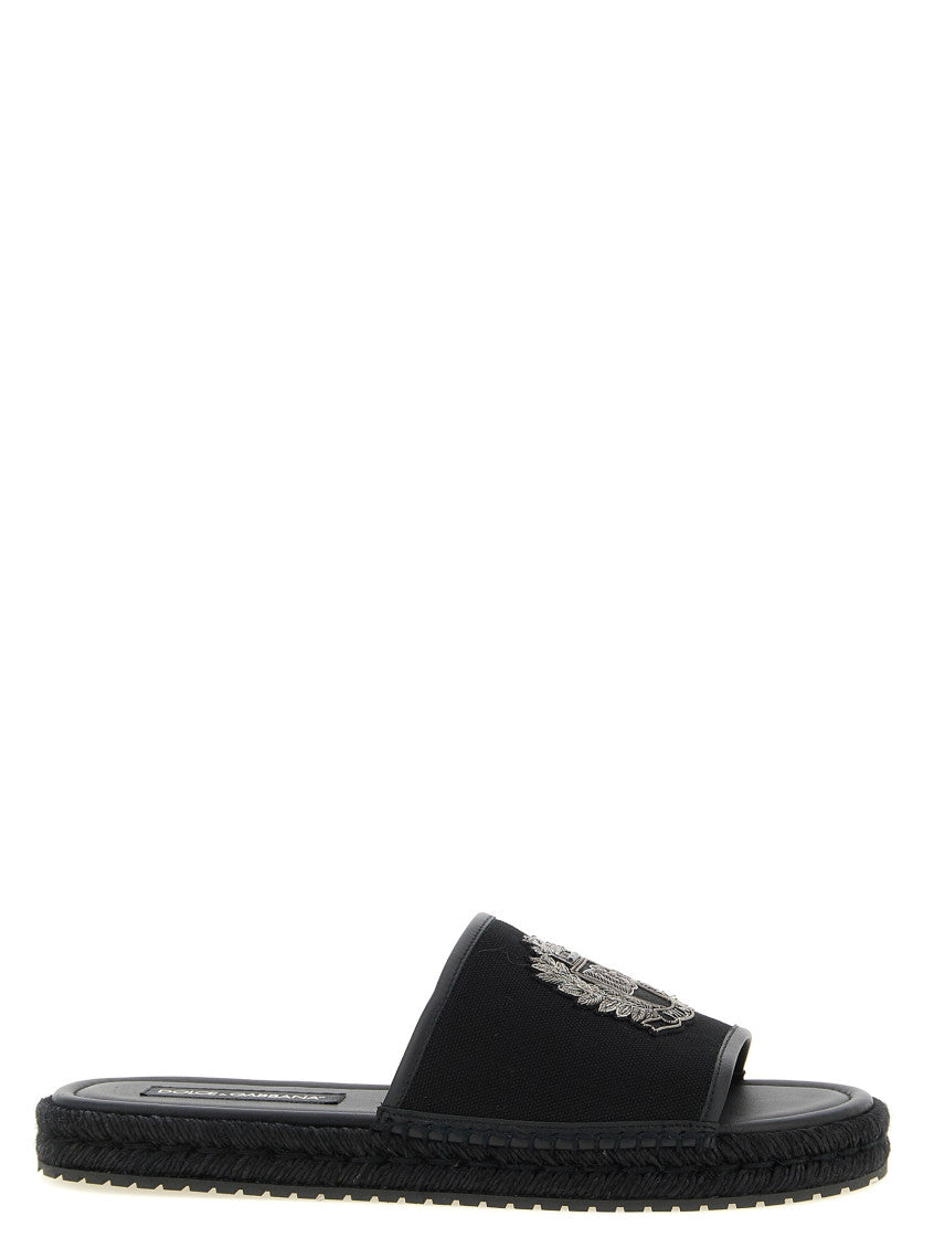 Black Embroidered Slides 1