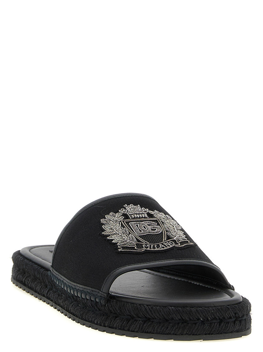 Black Embroidered Slides 2