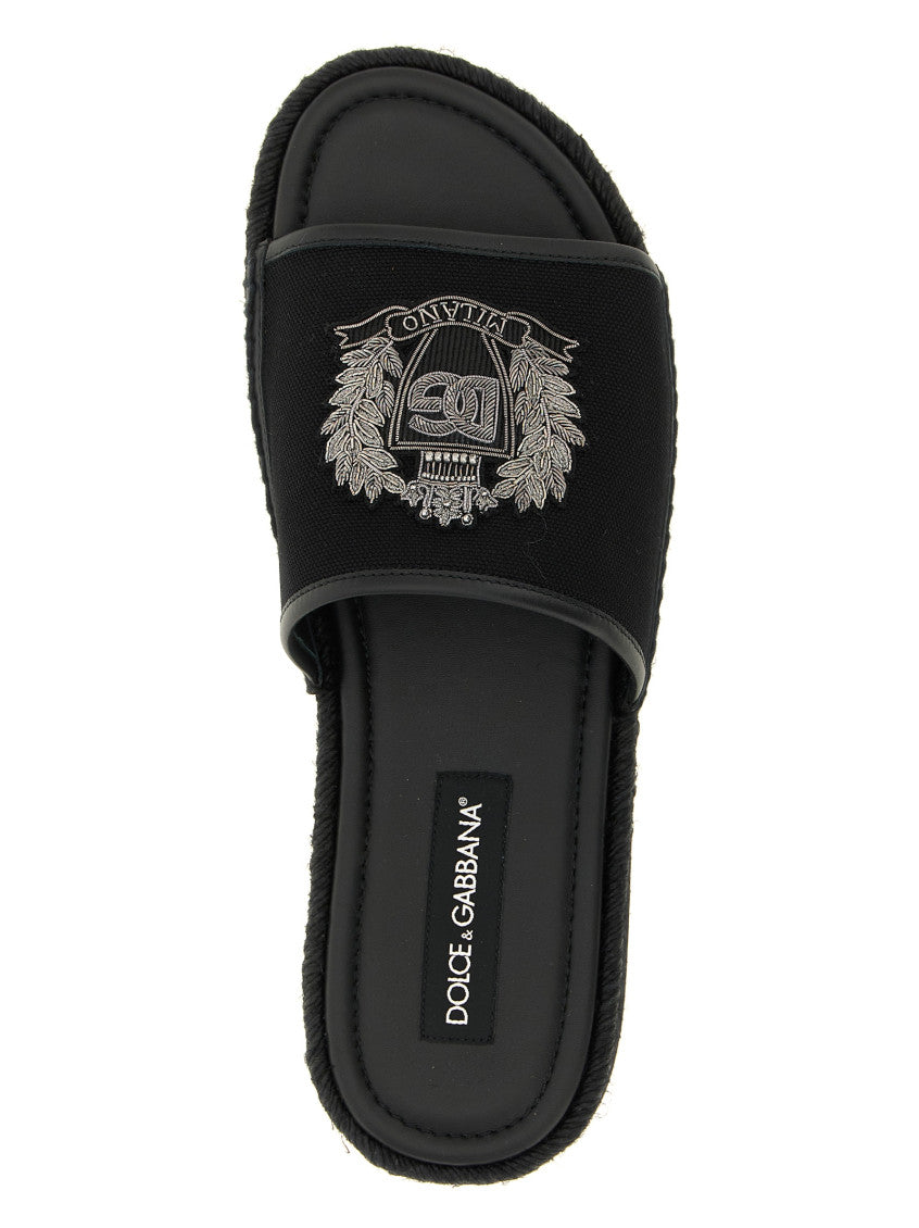 Black Embroidered Slides 4