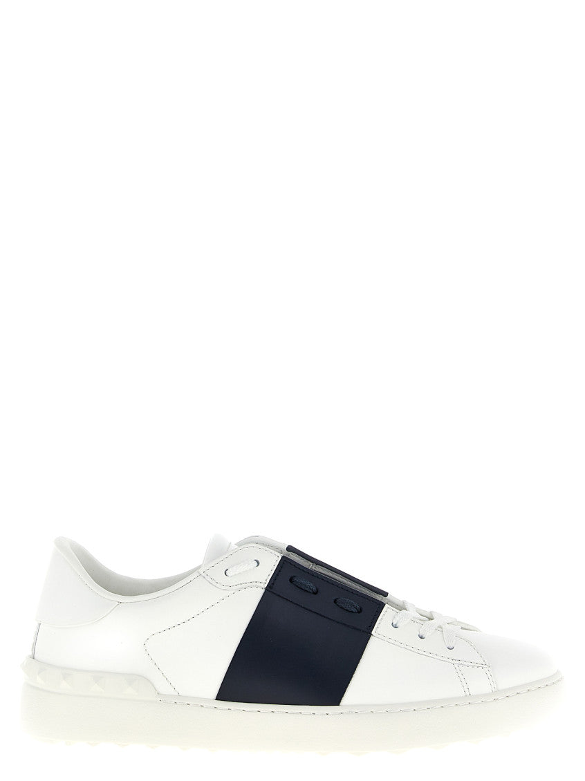 Navy Blue White Leather Sneakers 1