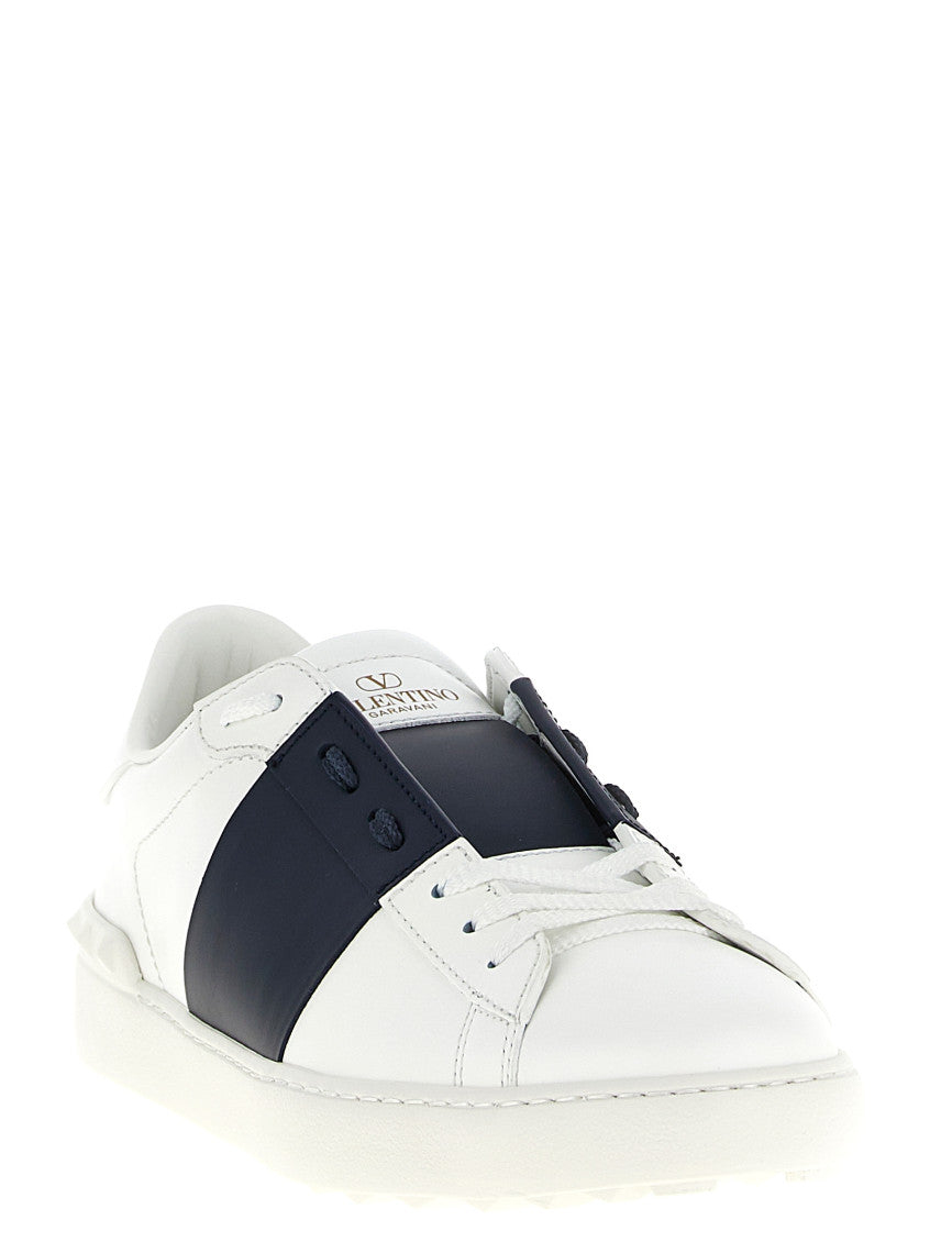 Navy Blue White Leather Sneakers 2