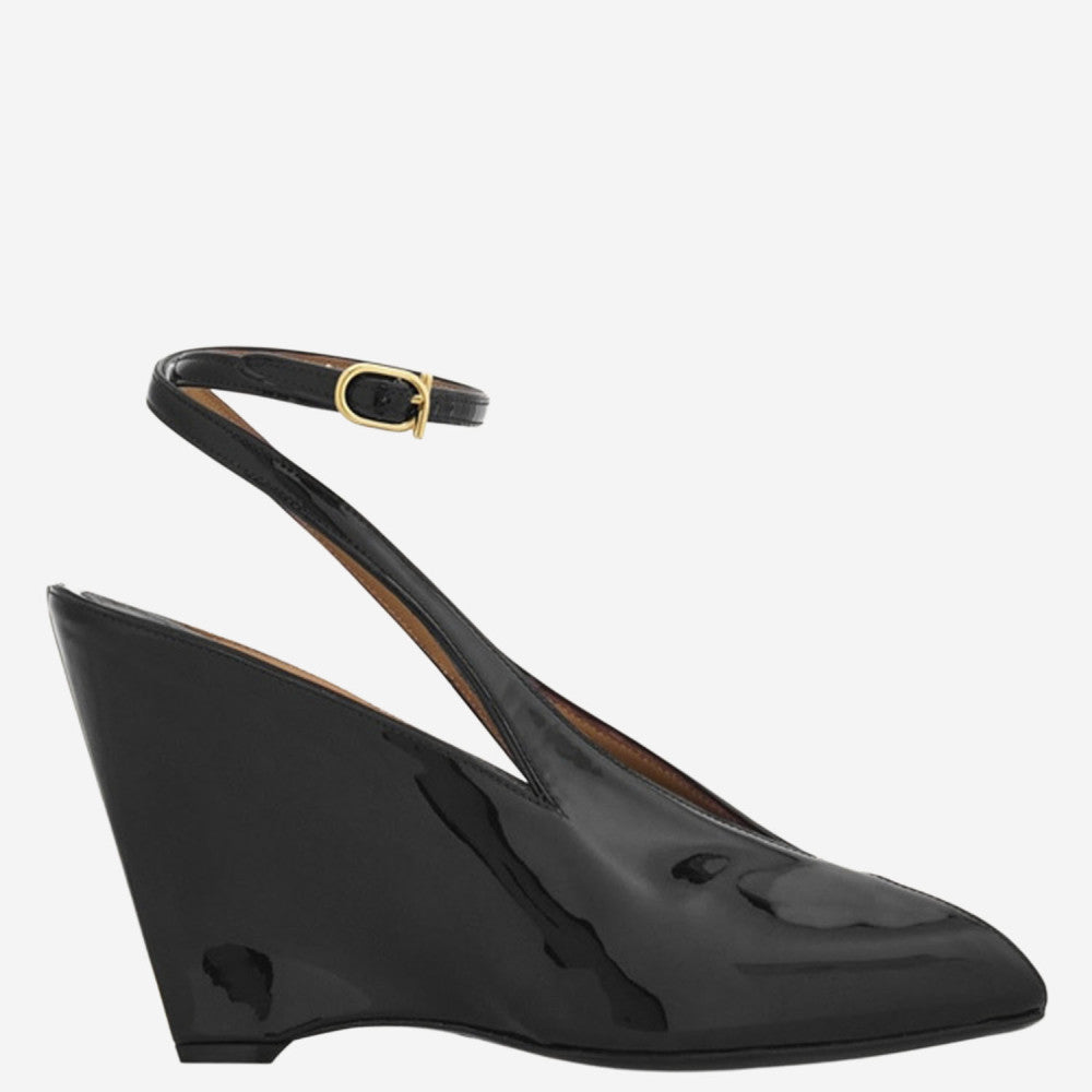 Black Leather Wedges 1