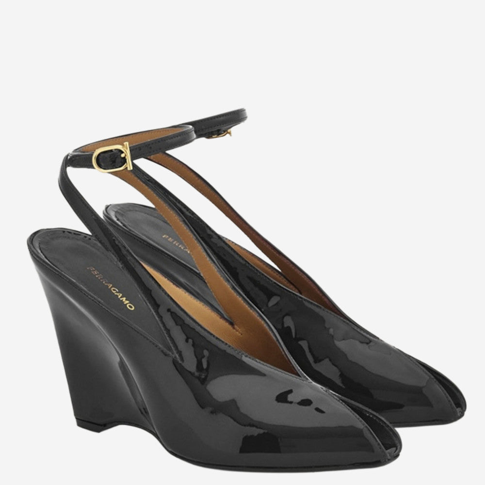 Black Leather Wedges 2