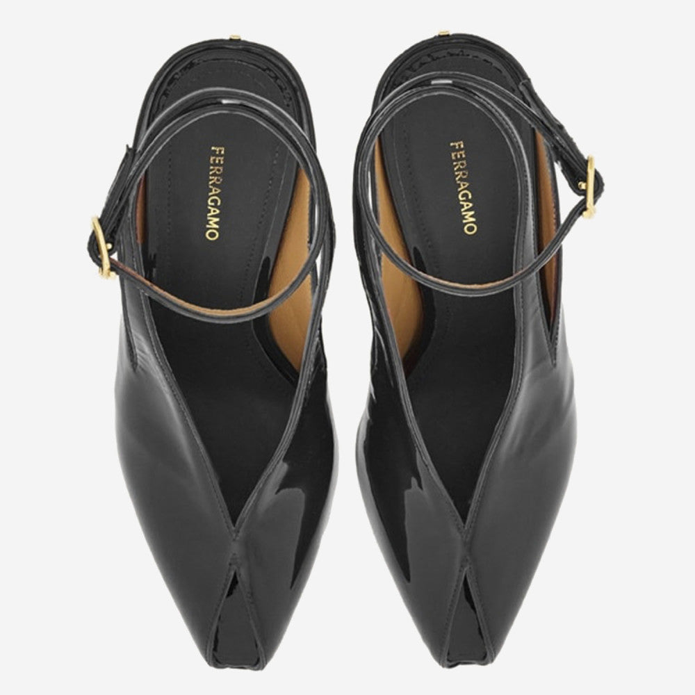 Black Leather Wedges 3