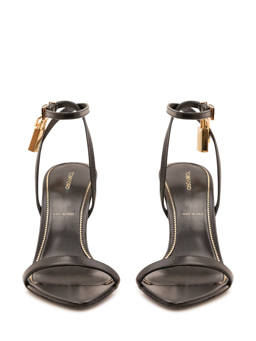 Black Solid Padlock Heels 2