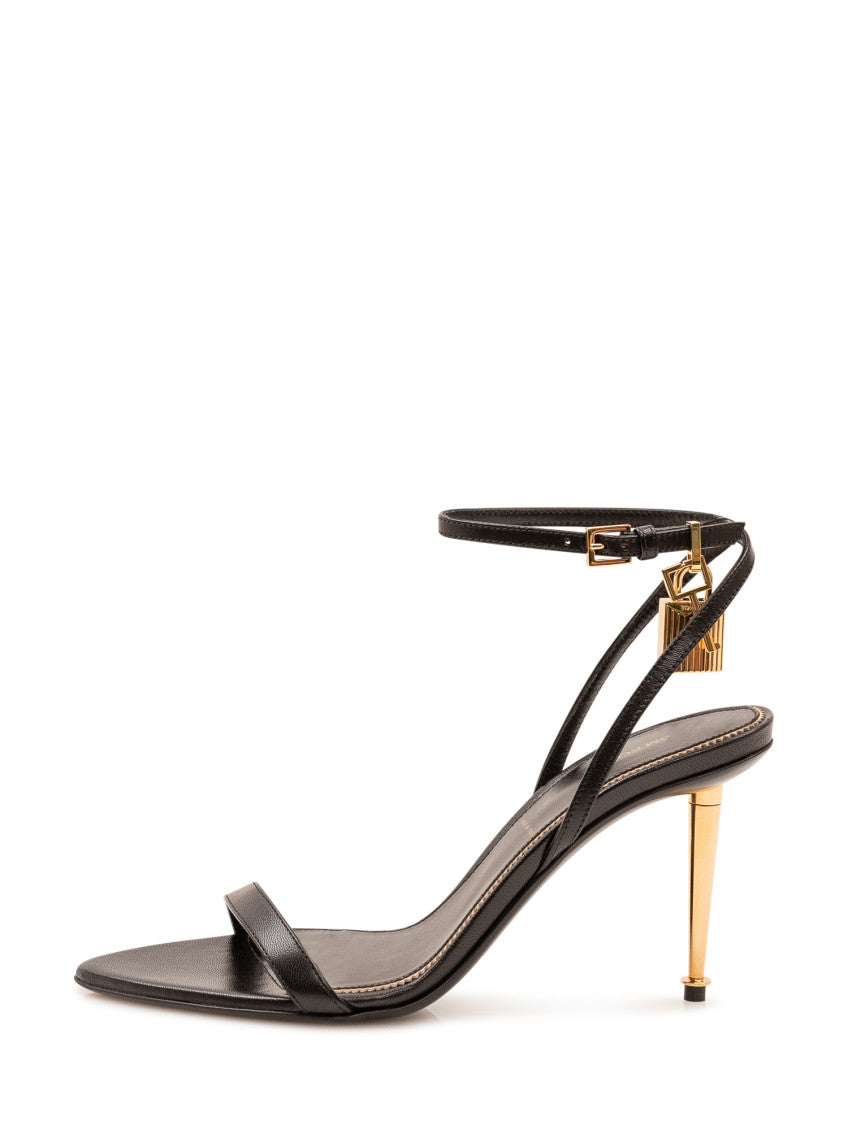 Black Solid Padlock Heels 3