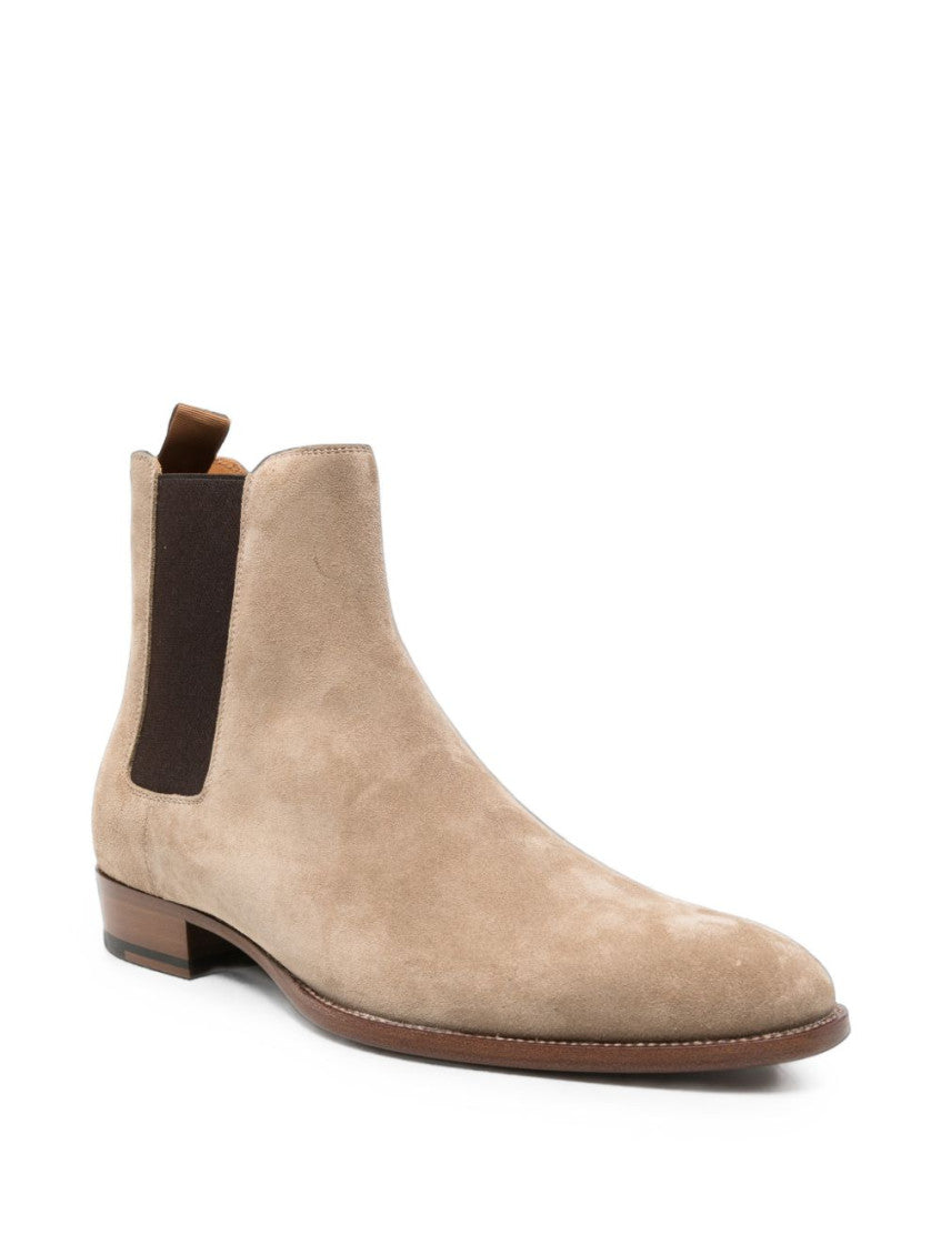 Beige Color Block Boots 2