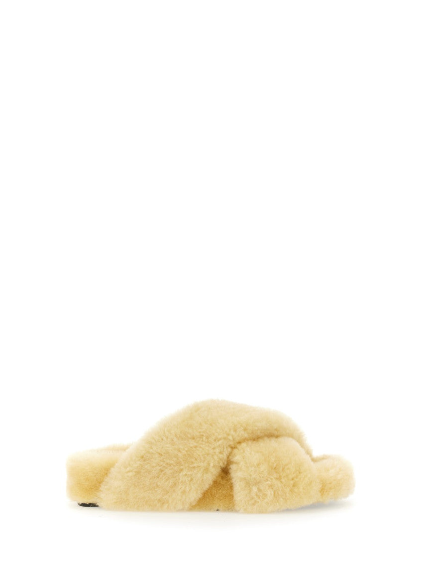 Yellow Shearling Sandals 1