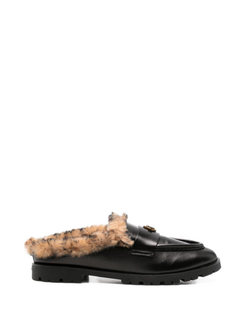 Black Leather Mules 1