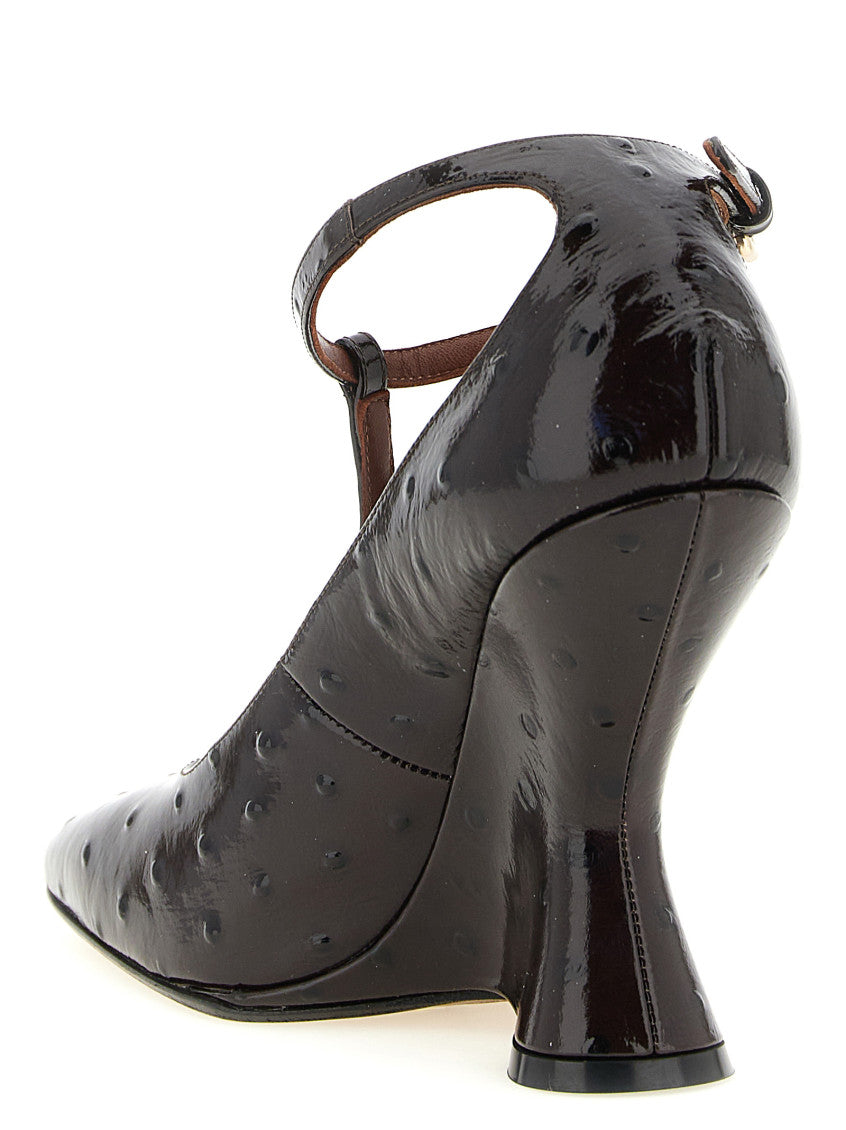 Maroon T-Strap Pumps 3