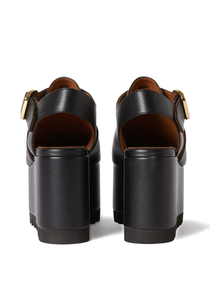 Black Round Toe Wedges 4