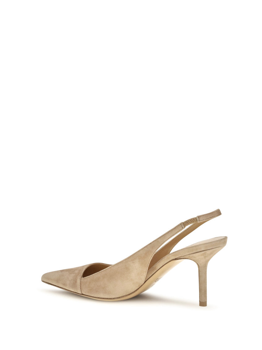 Beige Suede Slingback Pumps 3