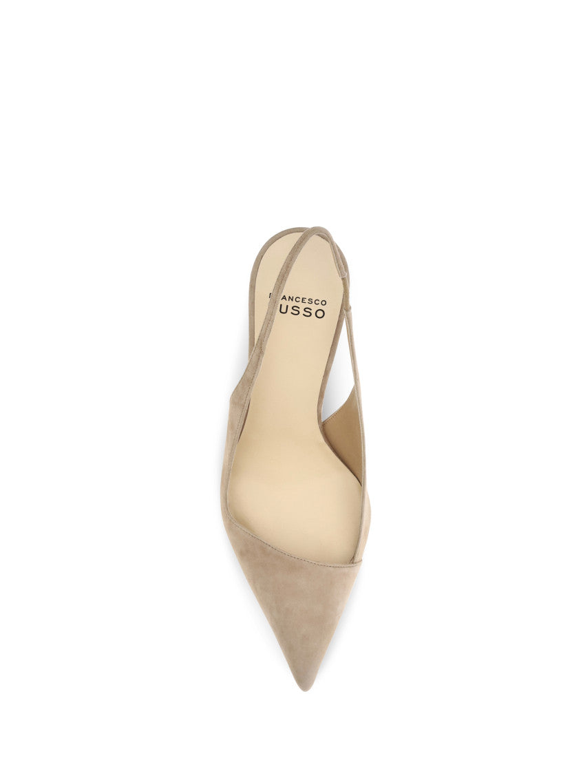 Beige Suede Slingback Pumps 4