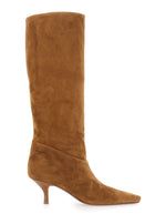 Beige Solid Rose Boots 1