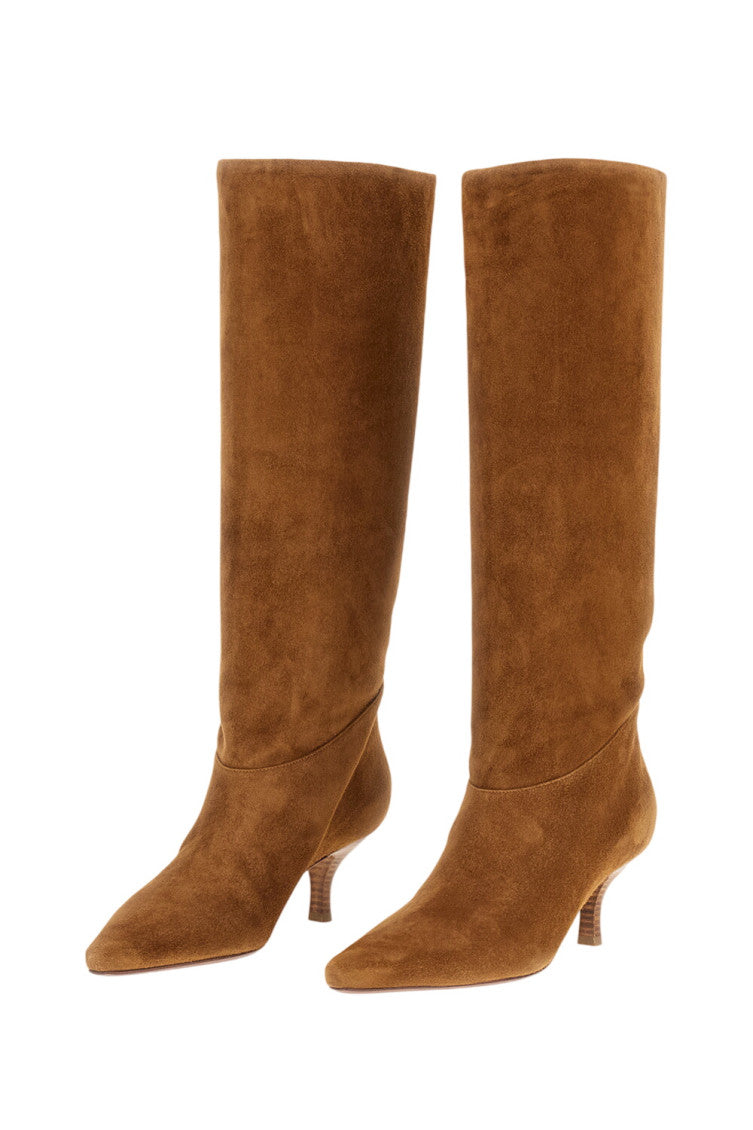 Beige Solid Rose Boots 2