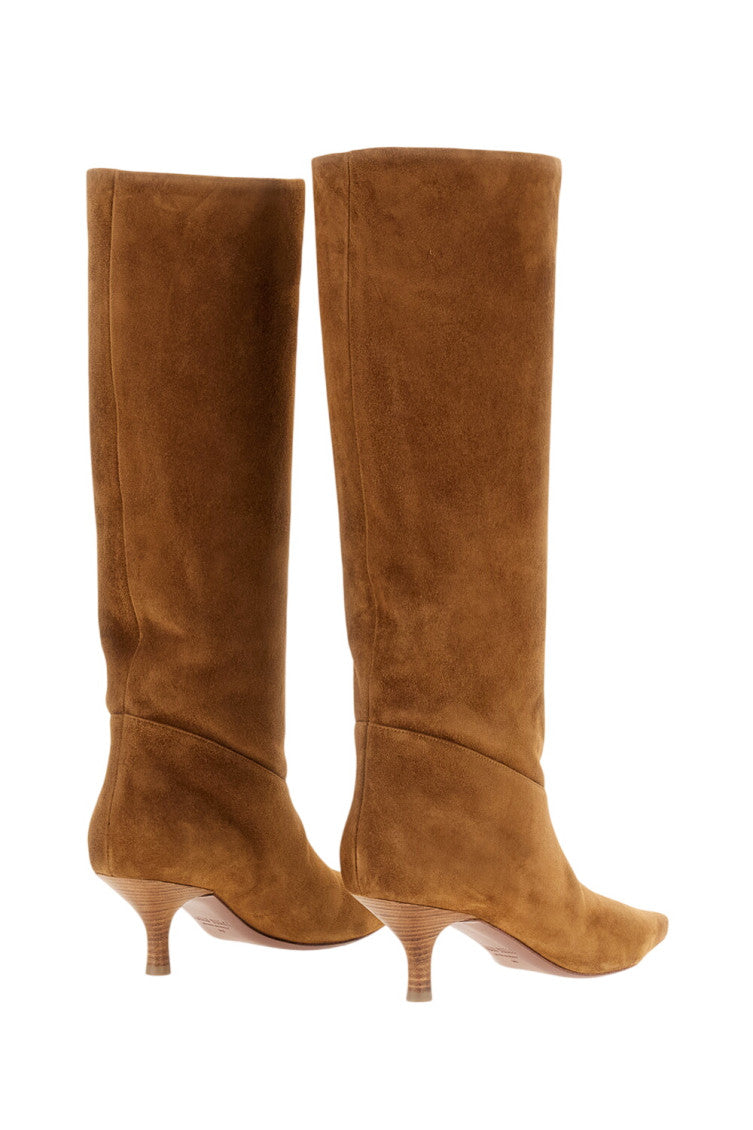 Beige Solid Rose Boots 3