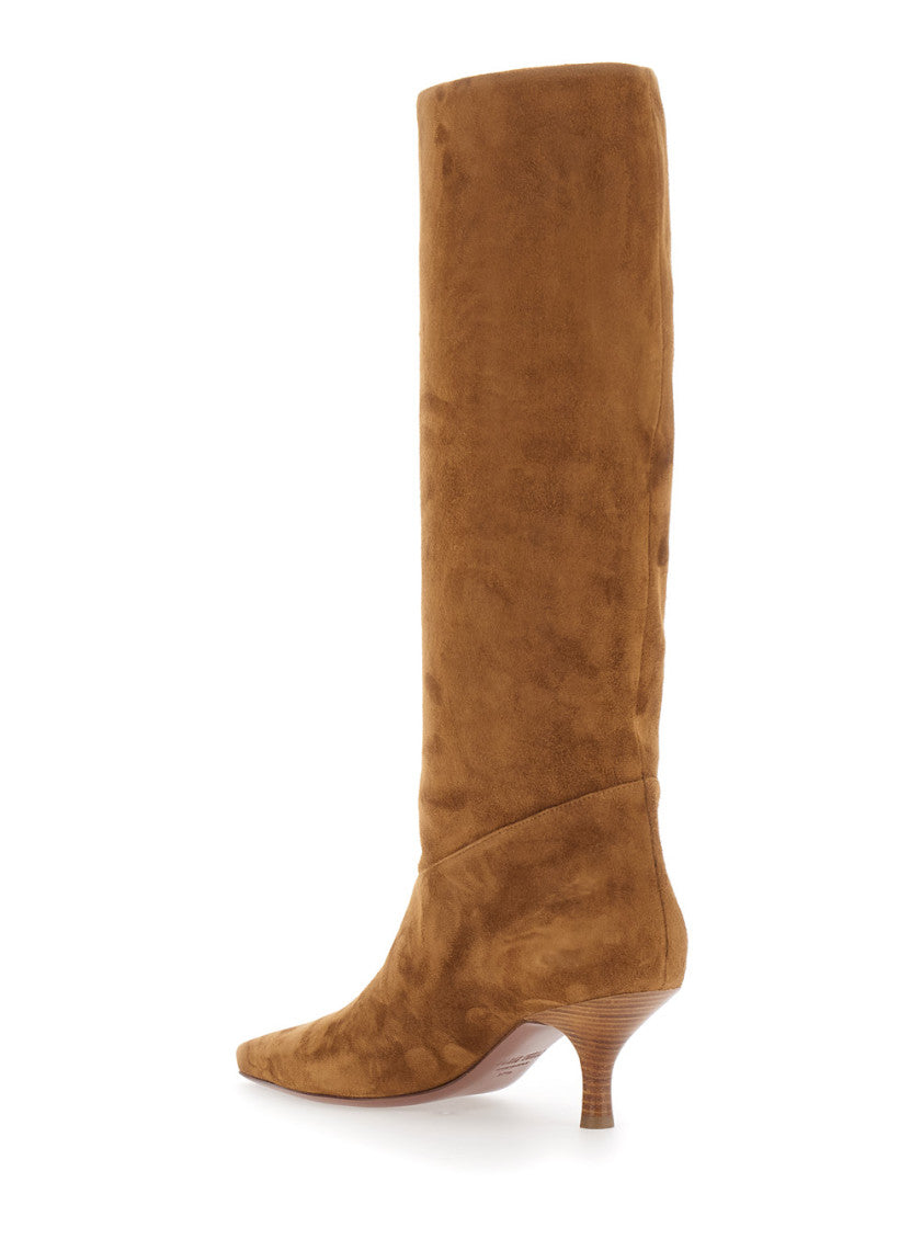 Beige Solid Rose Boots 4