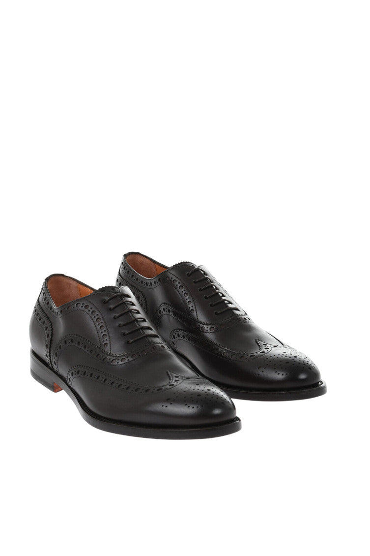 Brown Perforated Lace Ups Shoes 2