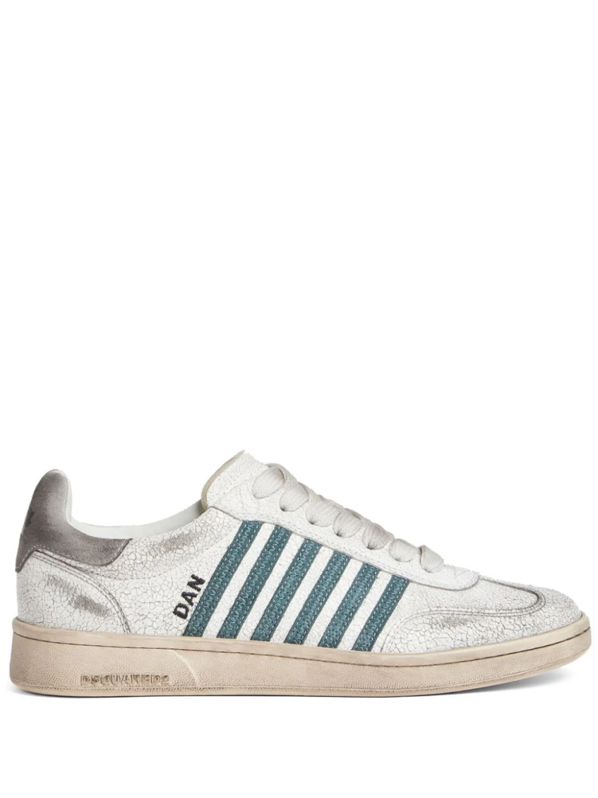 White Distressed Low Top Sneakers 1
