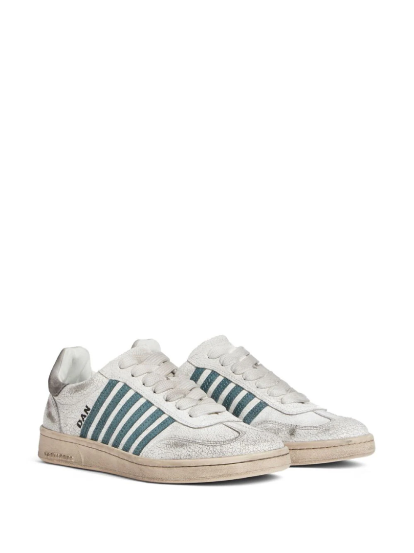 White Distressed Low Top Sneakers 2