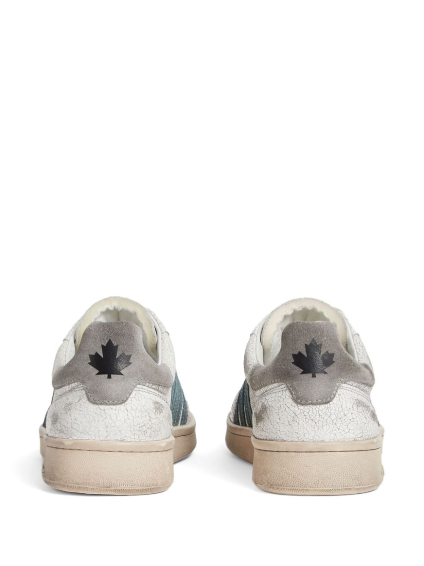 White Distressed Low Top Sneakers 3